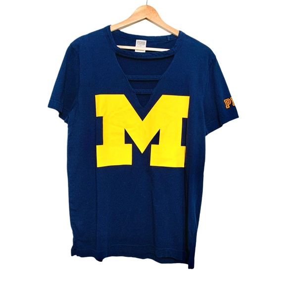 University of Michigan Tee Shirt PINK by Victoria’s Secret Short Sleeve Medium - Picture 1 of 10